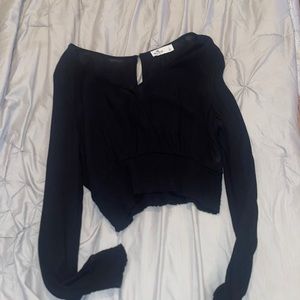 Cropped V Neck Blouse